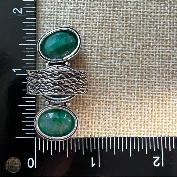 New Green Enhanced Emerald Multi Stone Silver Overlay Statement Ring Size 10 - Picture 4 of 8